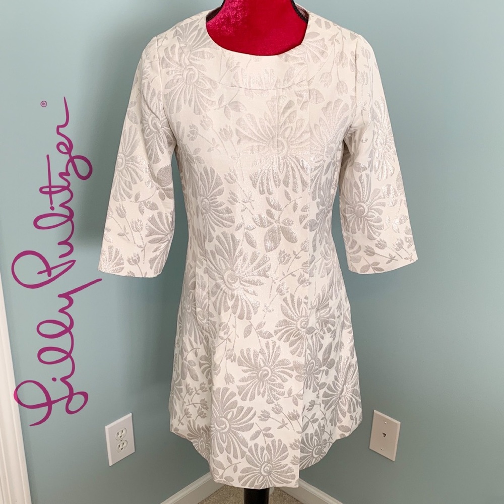 LILLY PULITZER Silver Metallic Jacket Size 2